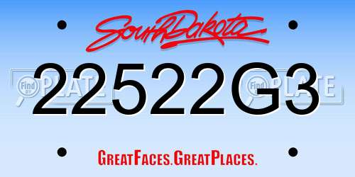 22522G3 South Dakota License Plate