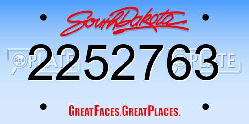 2252763 South Dakota License Plate