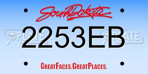 2253EB South Dakota License Plate