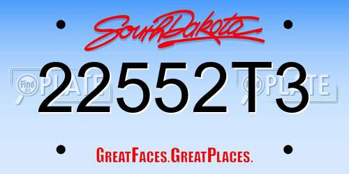 22552T3 South Dakota License Plate