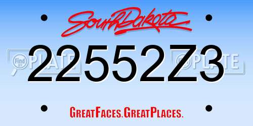 22552Z3 South Dakota License Plate