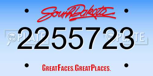 2255723 South Dakota License Plate