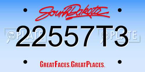 22557T3 South Dakota License Plate