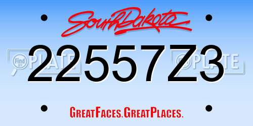 22557Z3 South Dakota License Plate