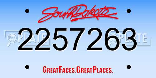 2257263 South Dakota License Plate