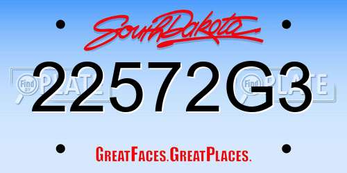 22572G3 South Dakota License Plate