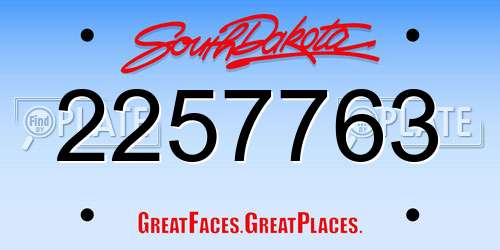 2257763 South Dakota License Plate