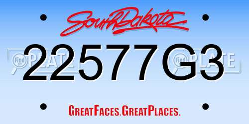 22577G3 South Dakota License Plate