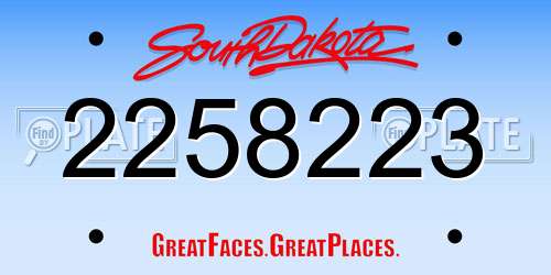 2258223 South Dakota License Plate