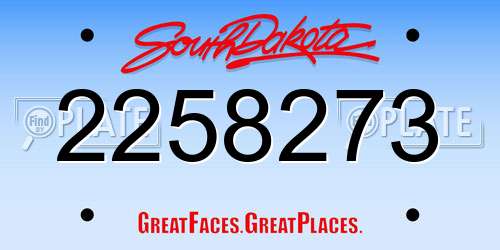 2258273 South Dakota License Plate