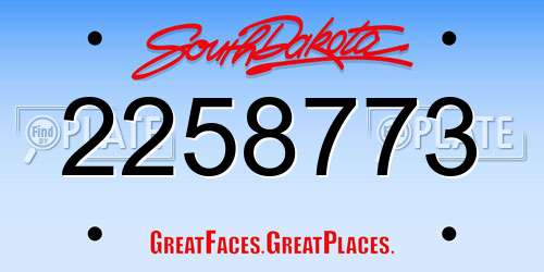 2258773 South Dakota License Plate