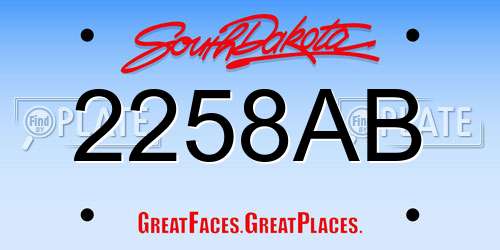2258AB South Dakota License Plate