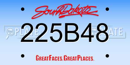 225B48 South Dakota License Plate