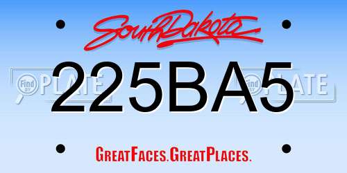 225BA5 South Dakota License Plate