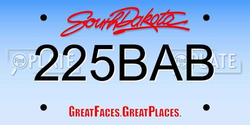 225BAB South Dakota License Plate