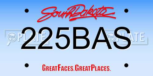 225BAS South Dakota License Plate