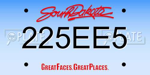 225EE5 South Dakota License Plate