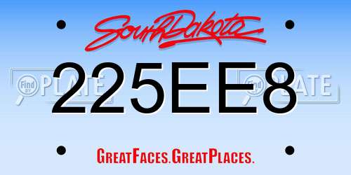 225EE8 South Dakota License Plate