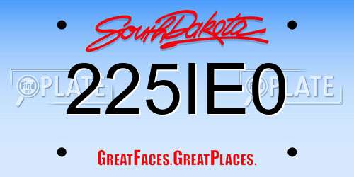 225IE0 South Dakota License Plate