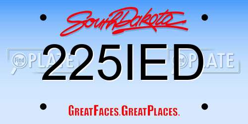 225IED South Dakota License Plate