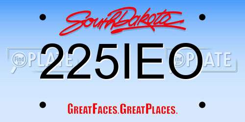 225IEO South Dakota License Plate
