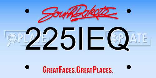 225IEQ South Dakota License Plate