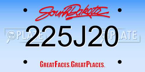 225J20 South Dakota License Plate