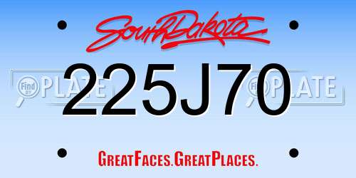 225J70 South Dakota License Plate
