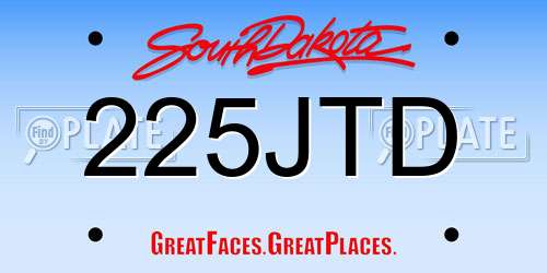 225JTD South Dakota License Plate