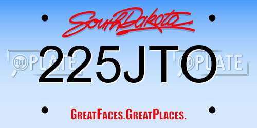225JTO South Dakota License Plate