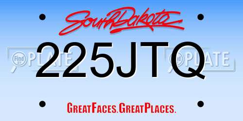 225JTQ South Dakota License Plate
