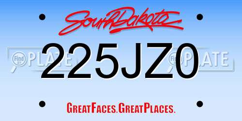 225JZ0 South Dakota License Plate