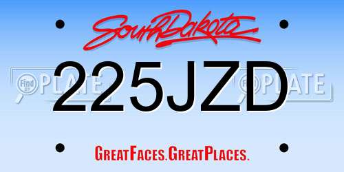 225JZD South Dakota License Plate
