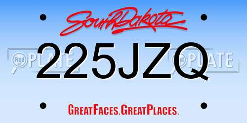 225JZQ South Dakota License Plate