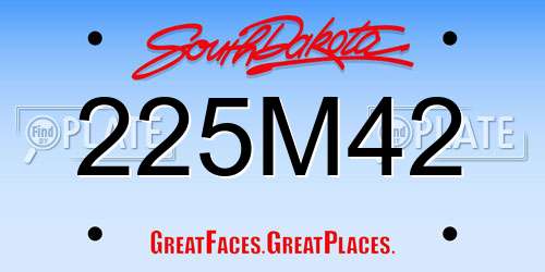 225M42 South Dakota License Plate
