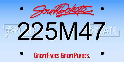 225M47 South Dakota License Plate