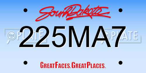 225MA7 South Dakota License Plate