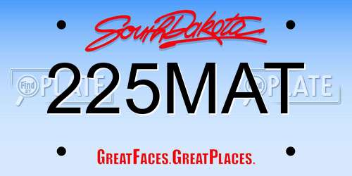 225MAT South Dakota License Plate