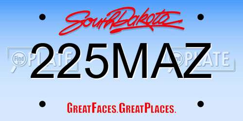 225MAZ South Dakota License Plate