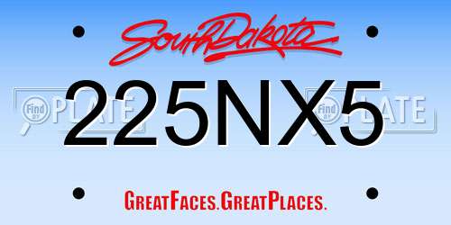 225NX5 South Dakota License Plate