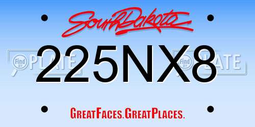 225NX8 South Dakota License Plate