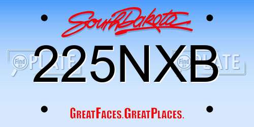 225NXB South Dakota License Plate