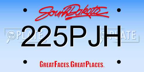 225PJH South Dakota License Plate