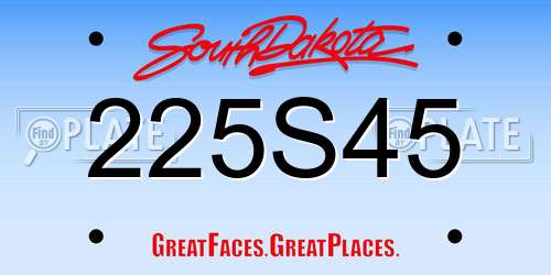225S45 South Dakota License Plate