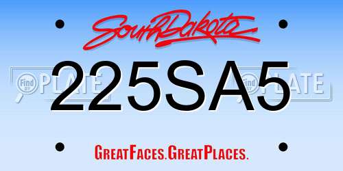 225SA5 South Dakota License Plate