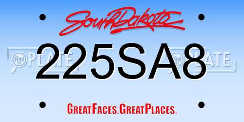225SA8 South Dakota License Plate