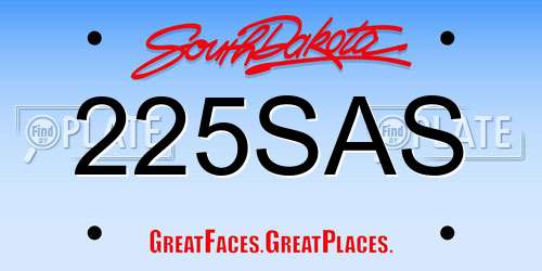 225SAS South Dakota License Plate