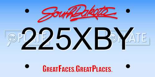 225XBY South Dakota License Plate