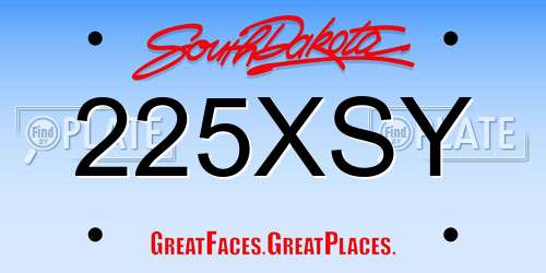225XSY South Dakota License Plate
