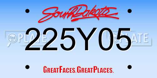 225Y05 South Dakota License Plate